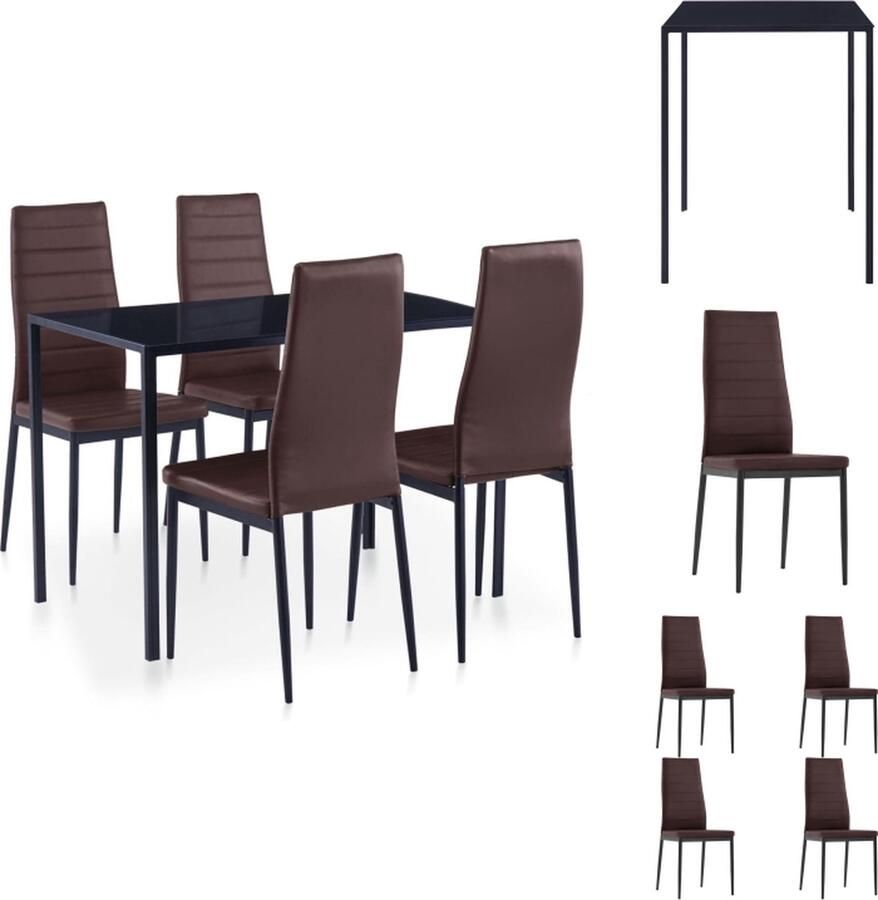 VidaXL Eetkamertafel En Eetkamerstoel Eetkamertafels En Eetkamerstoelen Eetkamer Set Eetkamer Sets 5-delige Eethoek bruin