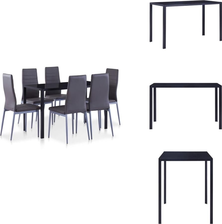 VidaXL Eetkamertafel En Eetkamerstoel Eetkamertafels En Eetkamerstoelen Eetkamer Set Eetkamer Sets 7-delige Eethoek grijs