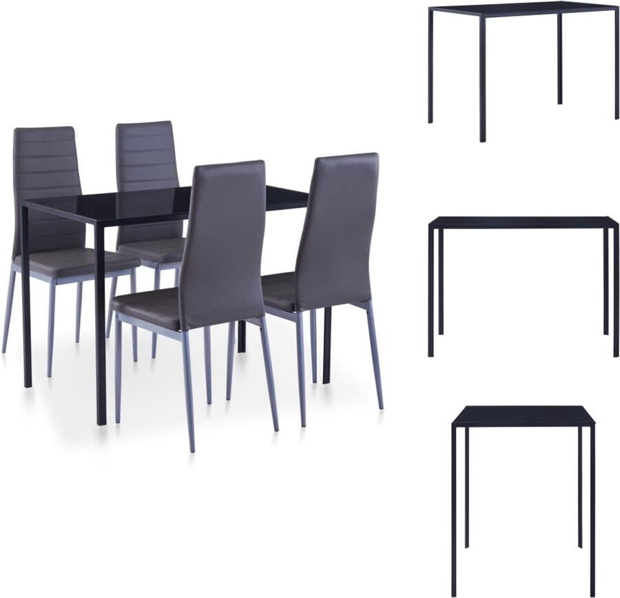 VidaXL Eetkamertafel En Eetkamerstoel Eetkamertafels En Eetkamerstoelen Eetkamer Set Eetkamer Sets 5-delige Eethoek grijs