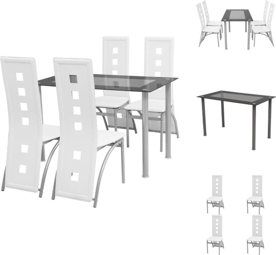 VidaXL Eetkamertafel En Eetkamerstoel Eetkamertafels En Eetkamerstoelen Eetkamer Set Keukentafel Eetkamerset wit 5-delig