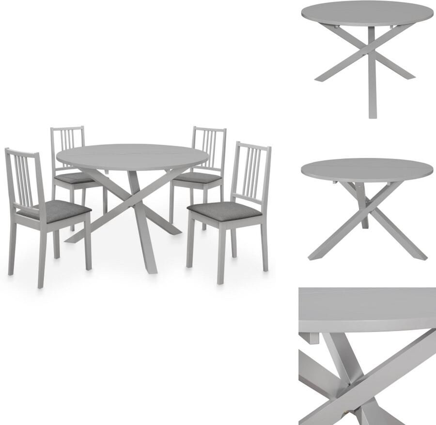 VidaXL Eetkamertafel En -stoel Eetkamertafels En -stoelen Tafel Tafels 5-delige Eethoek MDF grijs