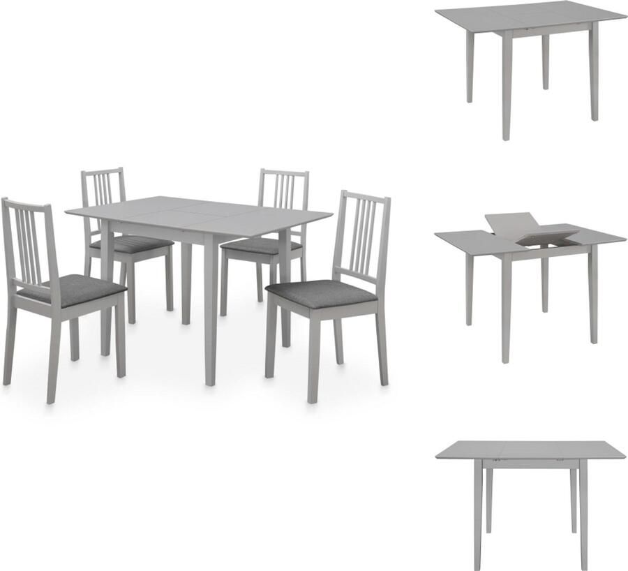 VidaXL Eetkamertafel En -stoel Eetkamertafels En -stoelen Tafel Tafels 5-delige Eethoek MDF grijs