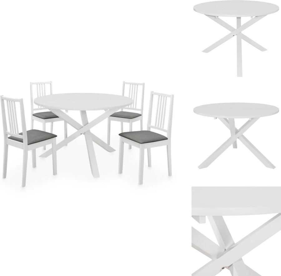 VidaXL Eetkamertafel En -stoel Eetkamertafels En -stoelen Tafel Tafels 5-delige Eethoek MDF wit
