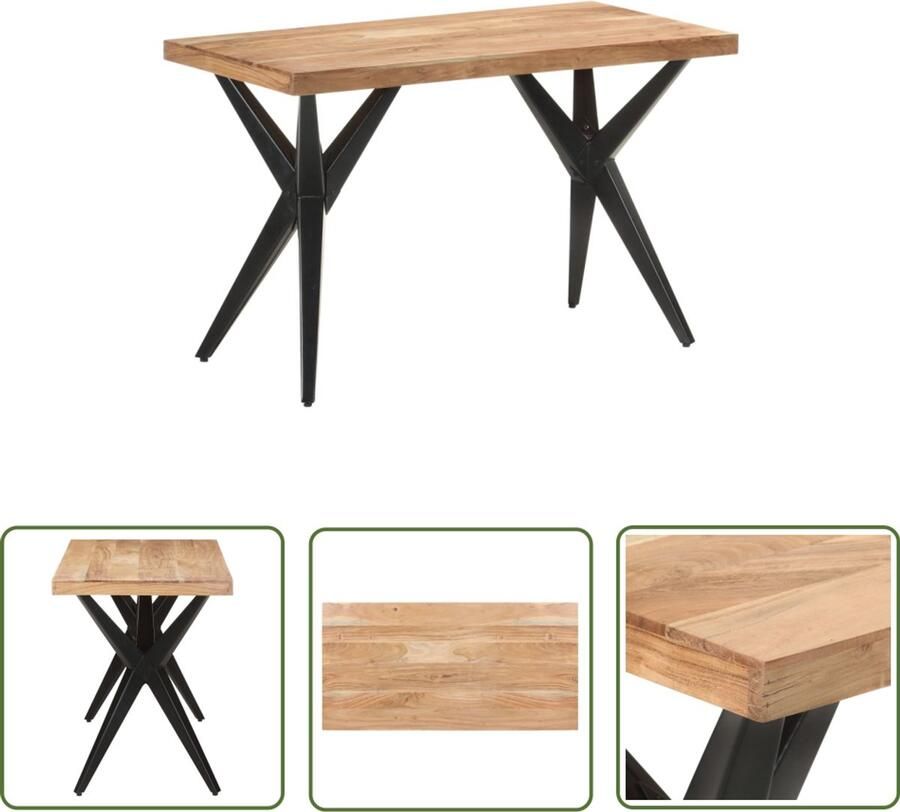 The Living Store Eettafel 120x60x76 cm massief acaciahout Houten Eettafel Eetkamertafel Acacia Tafellaag Massief Hout Design Eettafel