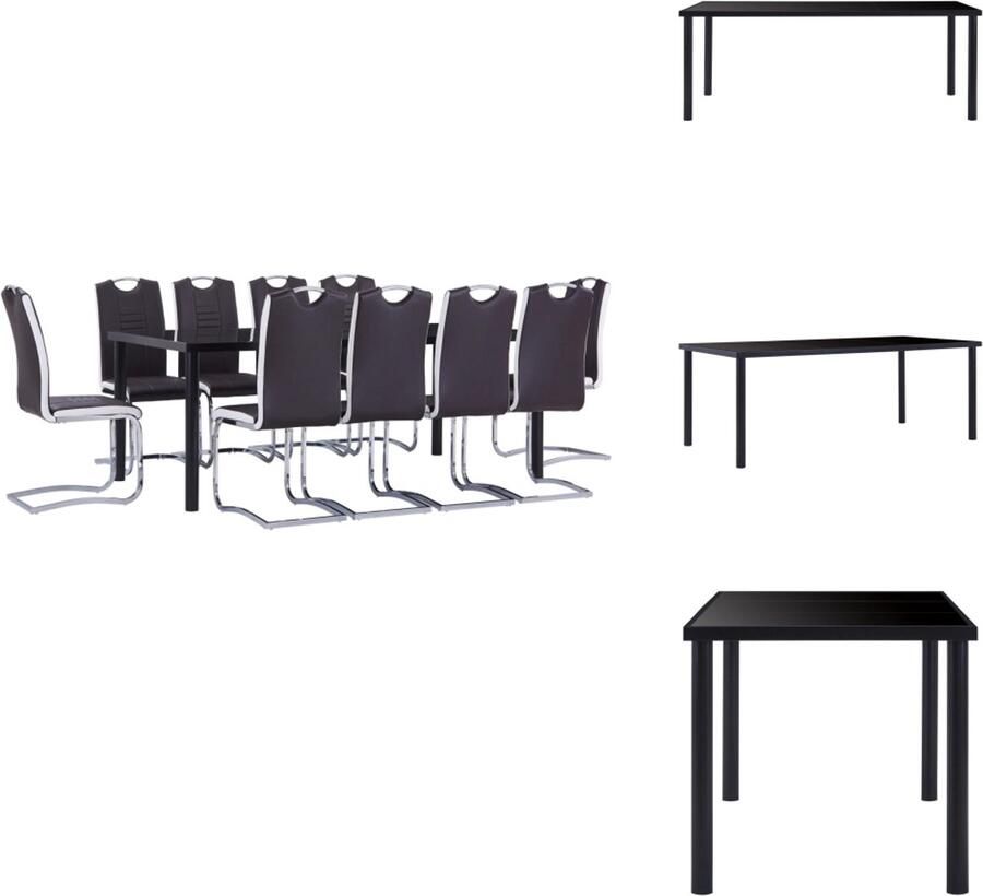 VidaXL Eetset Eetsets Eettafel En Stoel Eettafels En Stoelen 11-delige Eethoek kunstleer bruin