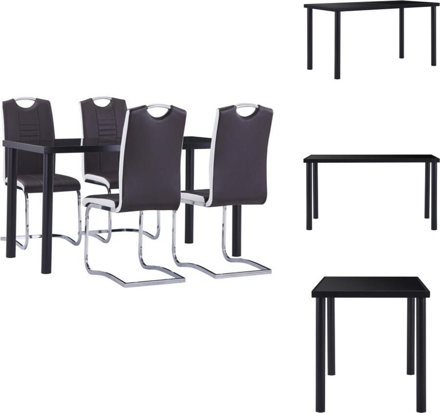 VidaXL Eetset Eetsets Eettafel En Stoel Eettafels En Stoelen 5-delige Eethoek kunstleer bruin