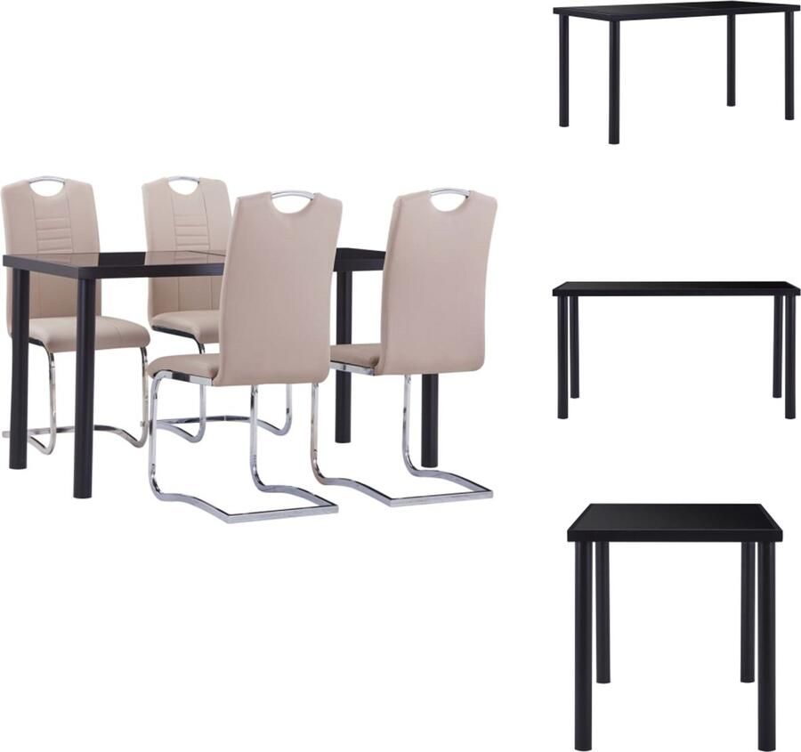 VidaXL Eetset Eetsets Eettafel En Stoel Eettafels En Stoelen 5-delige Eethoek kunstleer cappuccino