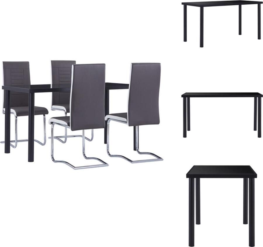 VidaXL Eetset Eetsets Eettafel En Stoel Eettafels En Stoelen 5-delige Eethoek kunstleer grijs