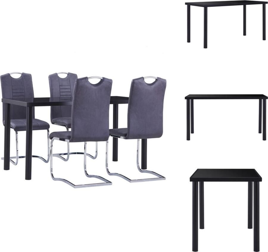 VidaXL Eetset Eetsets Eettafel En Stoel Eettafels En Stoelen 5-delige Eethoek kunstsuède grijs