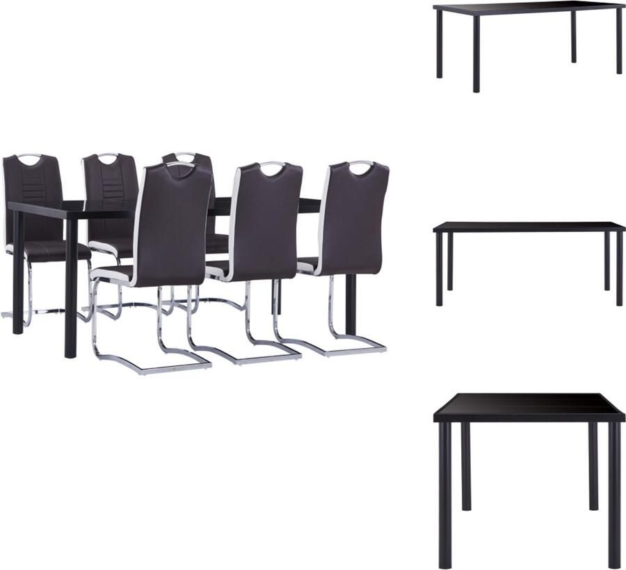 VidaXL Eetset Eetsets Eettafel En Stoel Eettafels En Stoelen 7-delige Eethoek kunstleer bruin