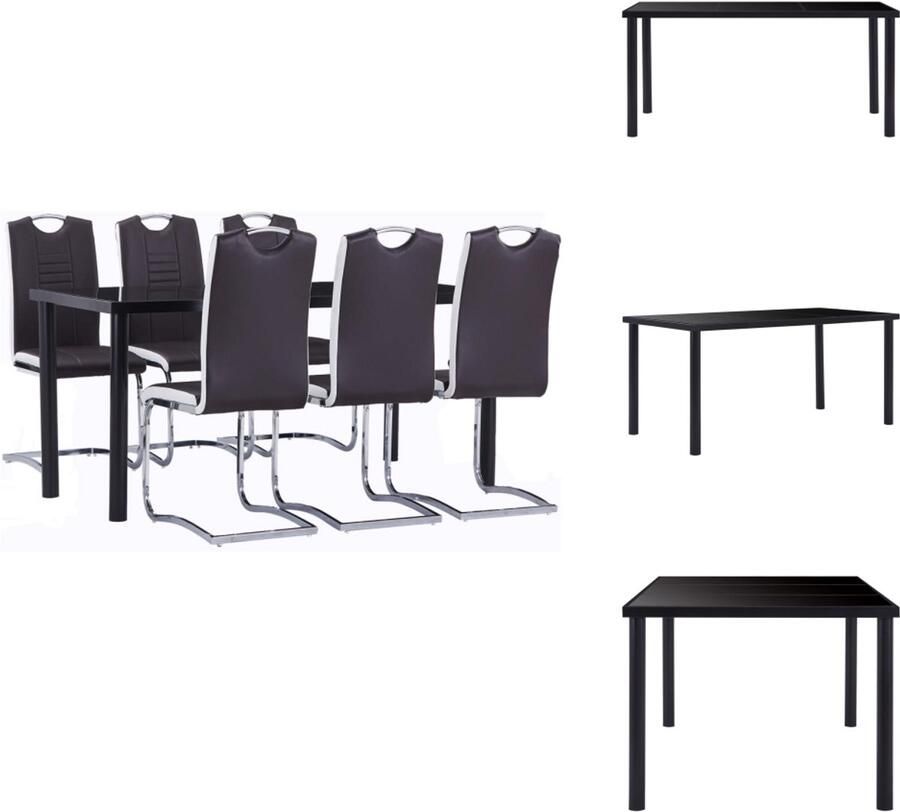 VidaXL Eetset Eetsets Eettafel En Stoel Eettafels En Stoelen 7-delige Eethoek kunstleer bruin