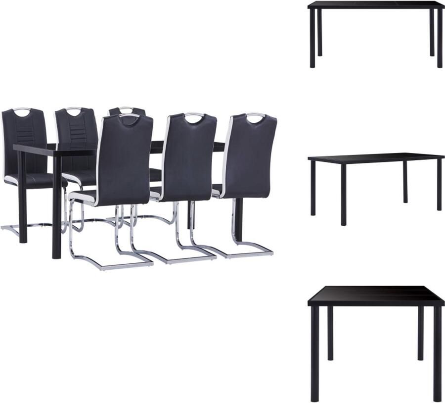 VidaXL Eetset Eetsets Eettafel En Stoel Eettafels En Stoelen 7-delige Eethoek kunstleer zwart