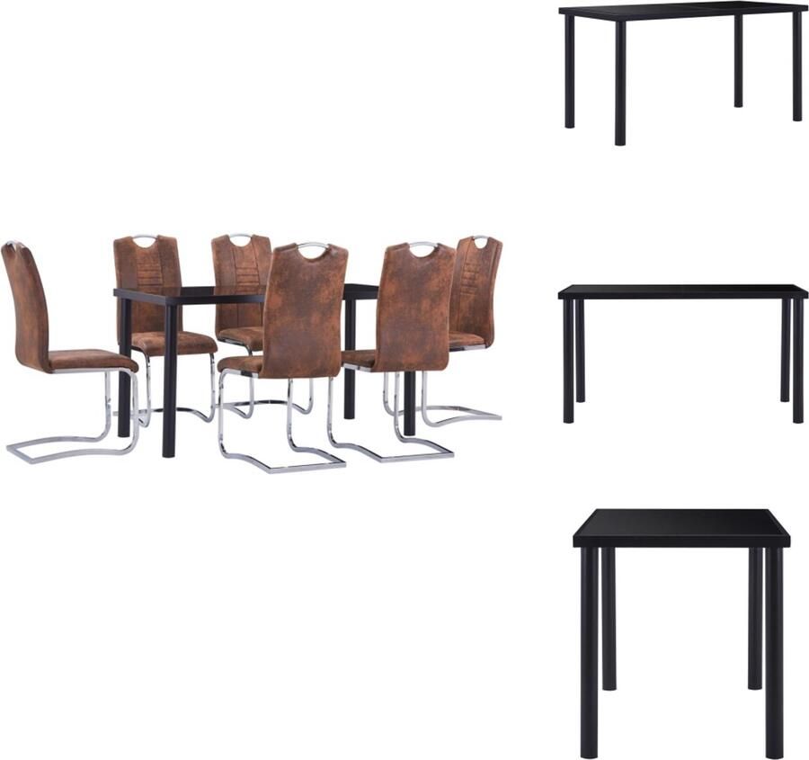 VidaXL Eetset Eetsets Eettafel En Stoel Eettafels En Stoelen 7-delige Eethoek kunstsuède bruin