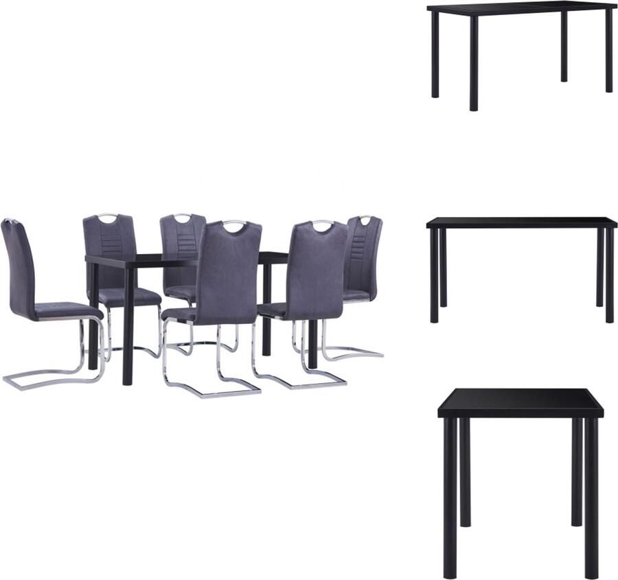 VidaXL Eetset Eetsets Eettafel En Stoel Eettafels En Stoelen 7-delige Eethoek kunstsuède grijs