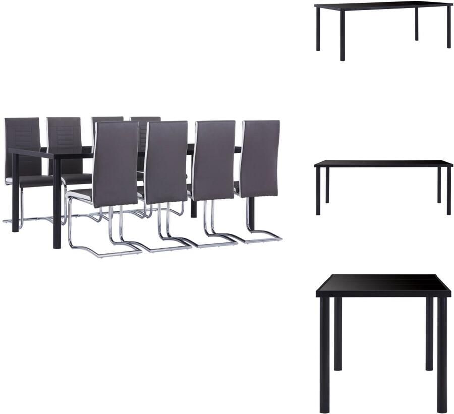 VidaXL Eetset Eetsets Eettafel En Stoel Eettafels En Stoelen 9-delige Eethoek kunstleer grijs