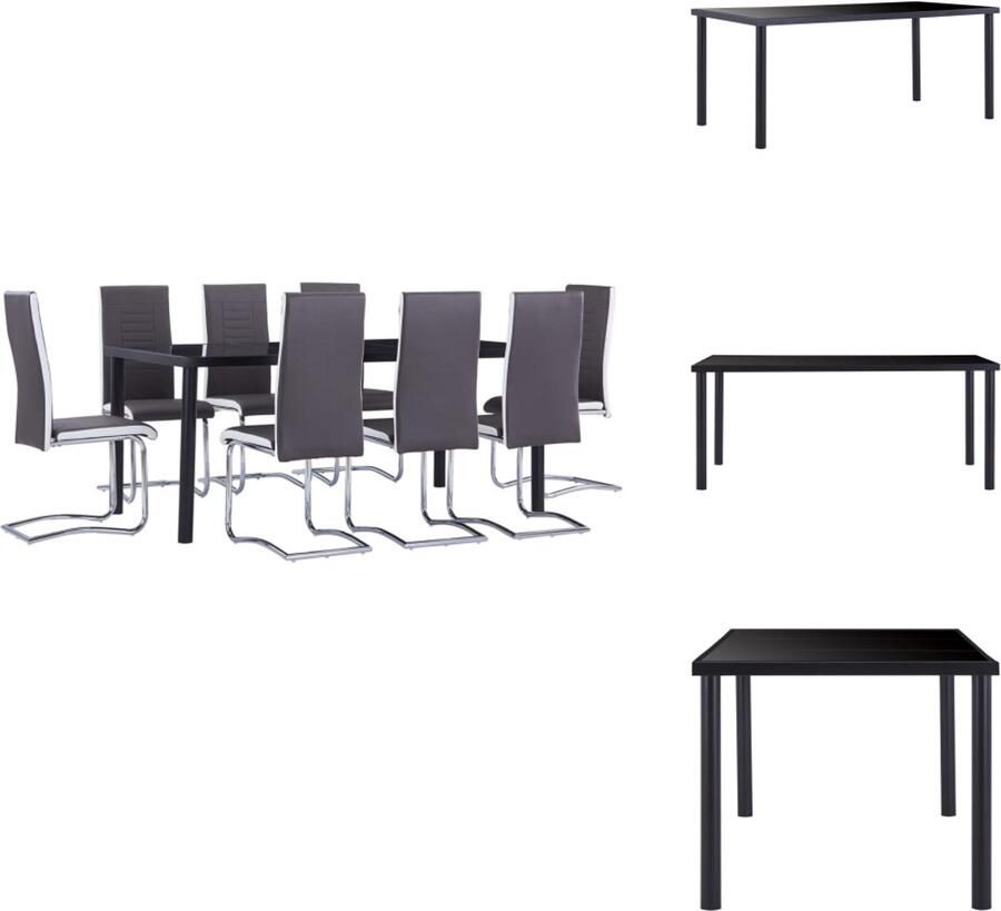 VidaXL Eetset Eetsets Eettafel En Stoel Eettafels En Stoelen 9-delige Eethoek kunstleer grijs