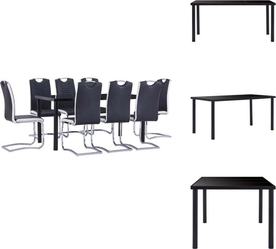 VidaXL Eetset Eetsets Eettafel En Stoel Eettafels En Stoelen 9-delige Eethoek kunstleer zwart