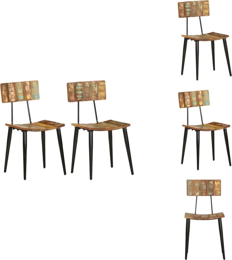 VidaXL Eetstoel Eetstoelen Eetkamerstoel Eetkamerstoelen 2 st massief gerecycled hout - Foto 2