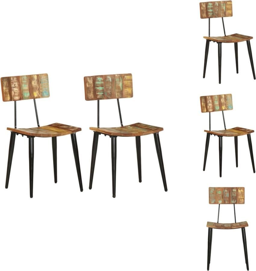 VidaXL Eetstoel Eetstoelen Eetkamerstoel Eetkamerstoelen 2 st massief gerecycled hout