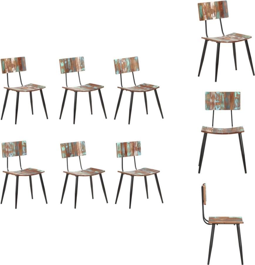 VidaXL Eetstoel Eetstoelen Eetkamerstoel Eetkamerstoelen 6 st massief gerecycled hout
