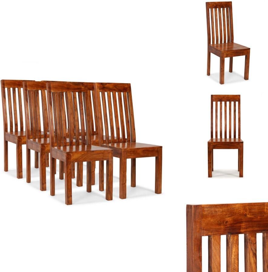 VidaXL Eetstoel Eetstoelen Eetkamerstoel Eetkamerstoelen modern hout met sheesham afwerking 6 st