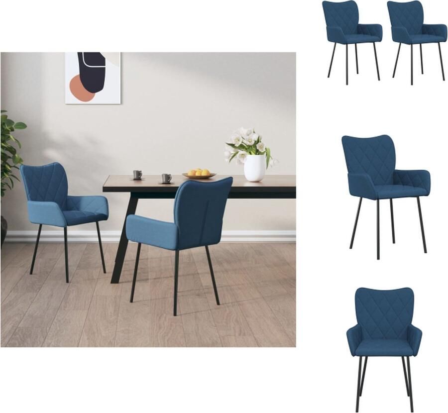VidaXL Eetkamerstoel Blauw 55 x 55 x 82 cm Ergonomisch ontworpen Duurzaam materiaal Eetkamerstoel