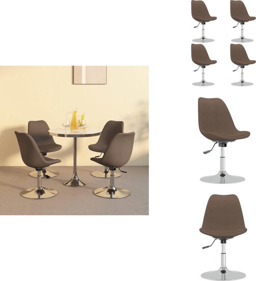 VidaXL Eetkamerstoel Meubels 49 x 45 x (81 93) cm Taupe 360 graden draaibaar Eetkamerstoel