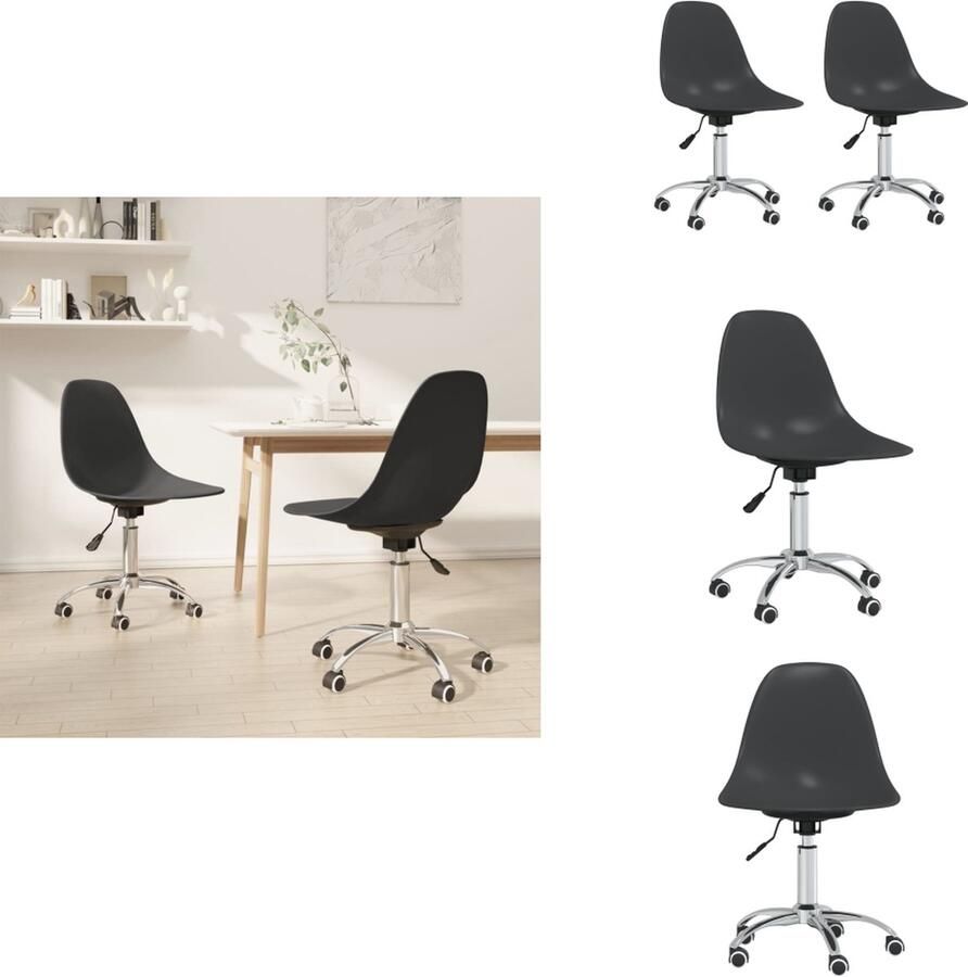 VidaXL Eetstoel Eetstoelen Keukenstoel Stoel Eetkamerstoelen draaibaar 2 st polypropeen lichtgrijs