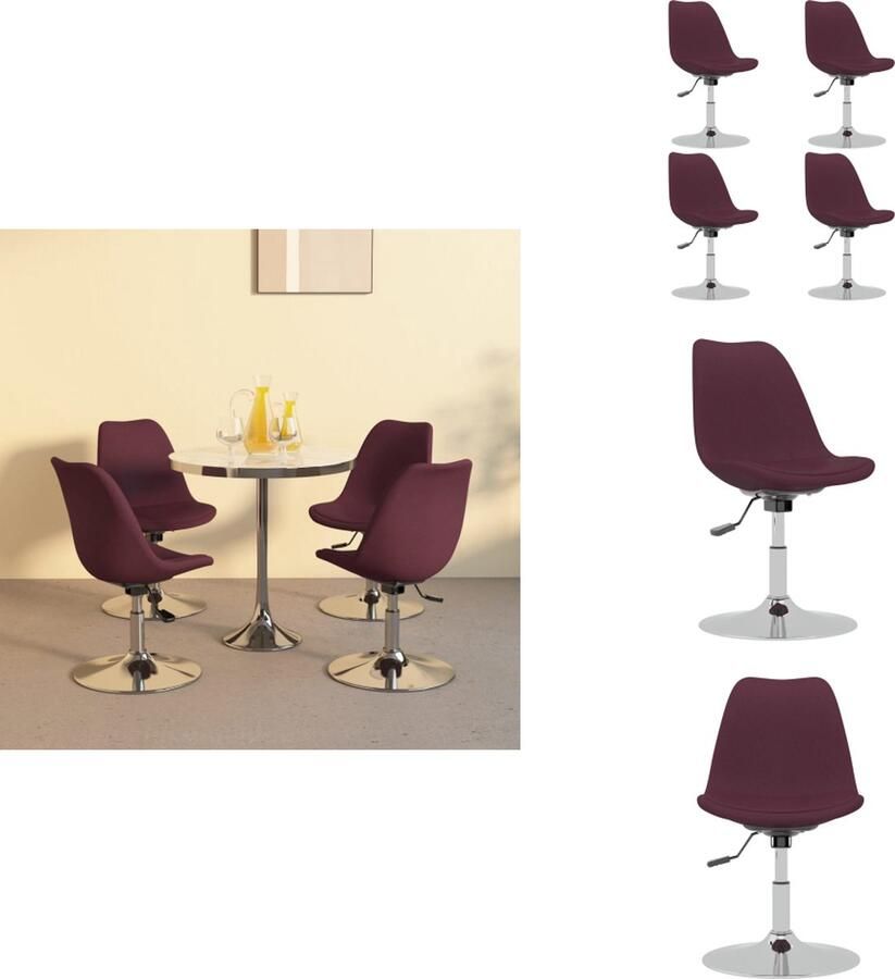 VidaXL Eetkamerstoel Paars Stoffen bekleding Verchroomd metalen frame Gasveermechanisme Eetkamerstoel - Foto 2