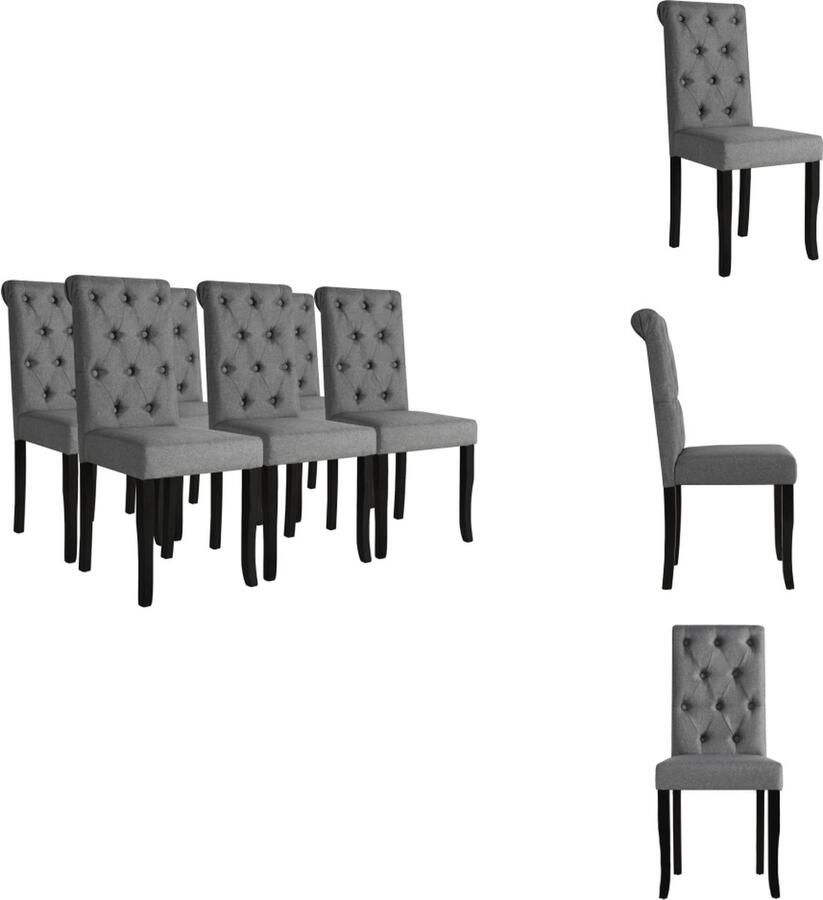 VidaXL Eetstoel Eetstoelen Stoel Stoelen Eetkamerstoelen 6 st stof donkergrijs
