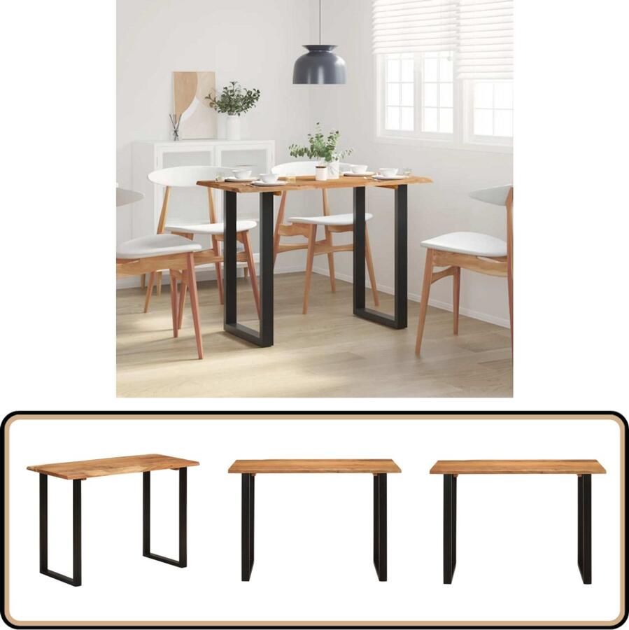 VidaXL Eettafel 110x50x76 cm massief acaciahout Eetkamertafel Acacia Tafels Industrie Style Meubelen Salontafels Ronde Eettafels Ovale Eettafels