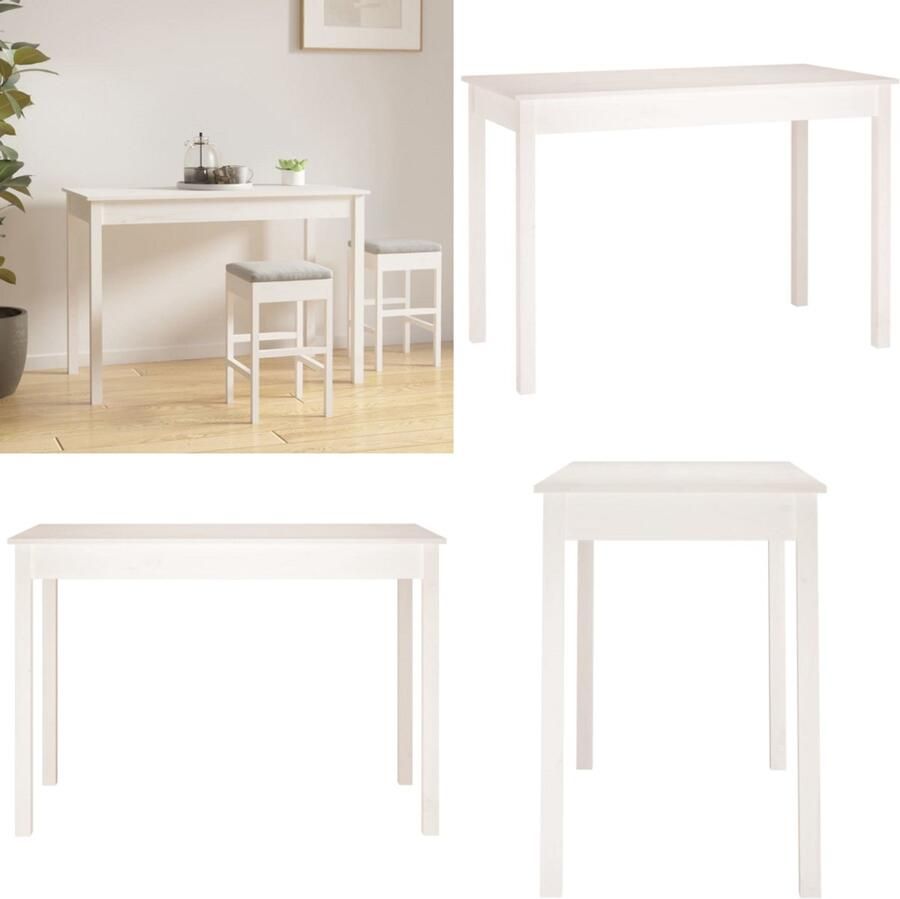VidaXL Eettafel 110x55x75 cm massief grenenhout wit Eettafel Eettafels Eetkamertafel Keukentafel