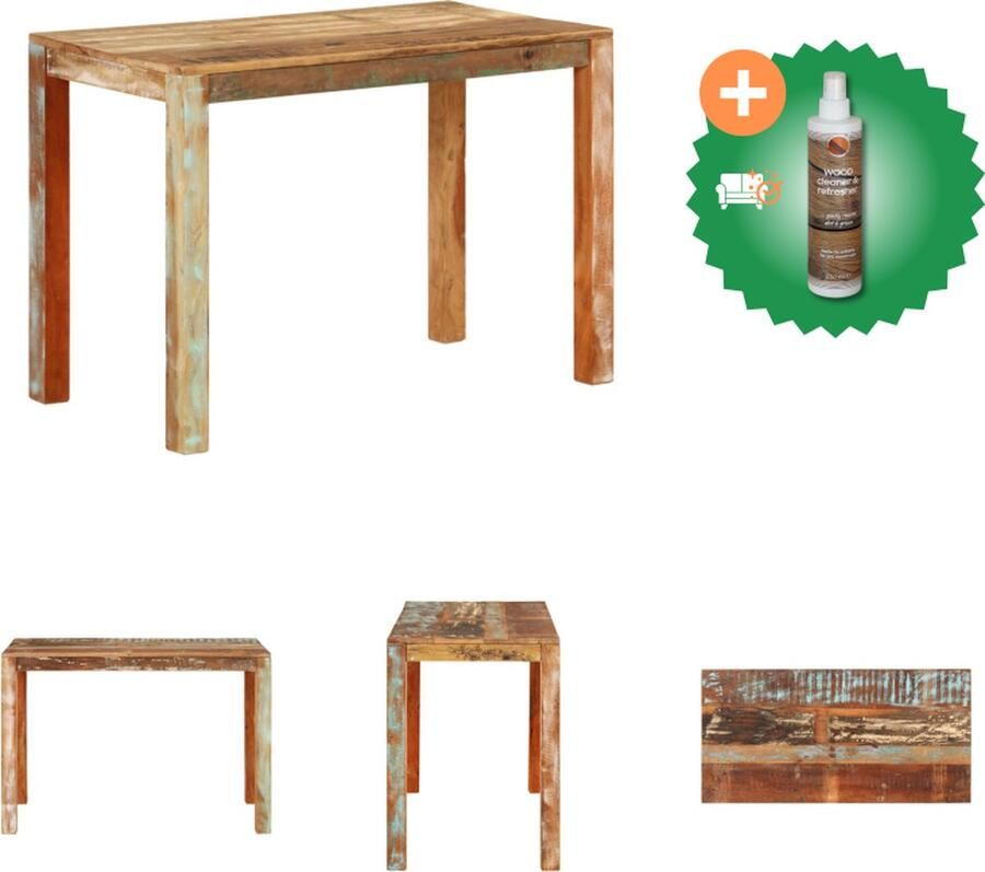 VidaXL Eettafel 110x55x76 cm gerecycled massief mangohout Tafel Inclusief Houtreiniger en verfrisser