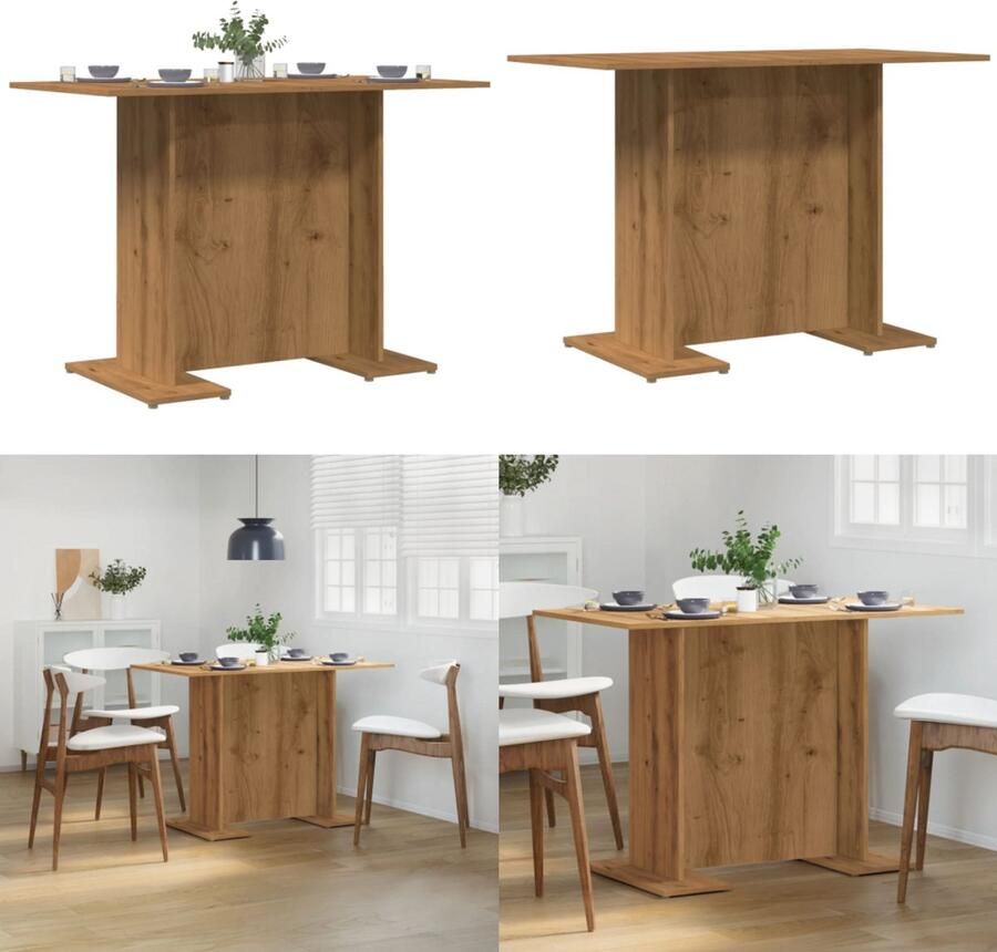 VidaXL Eettafel 110x60x75 cm bewerkt hout artisanaal eikenkleurig Eettafel Eettafels Eet Tafel Eet Tafels