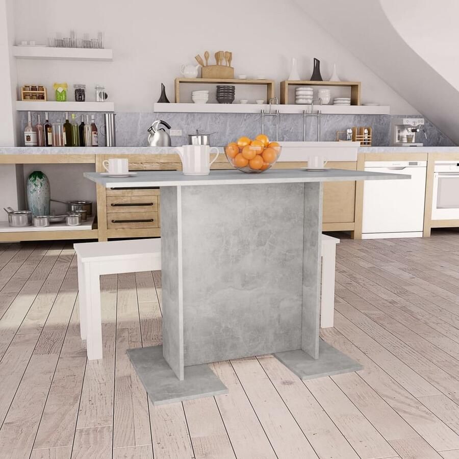 VidaXL Eettafel 110x60x75 cm Bewerkt hout Betongrijs Eetkamertafel Eettafel Beton Grijs Houten Tafel Modern Design Minimalist Interieur Keuken Meubilair - Foto 2