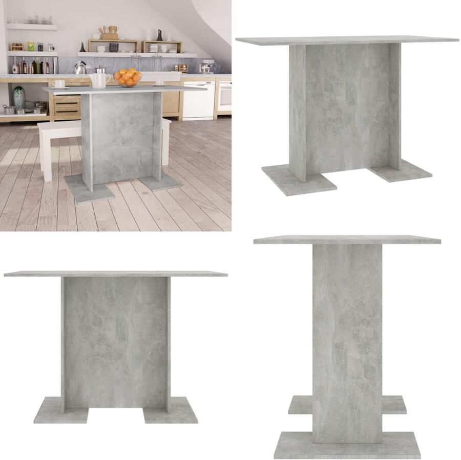 VidaXL Eettafel 110x60x75 cm bewerkt hout betongrijs Eettafel Eettafels Eetkamertafel Eetkamertafels