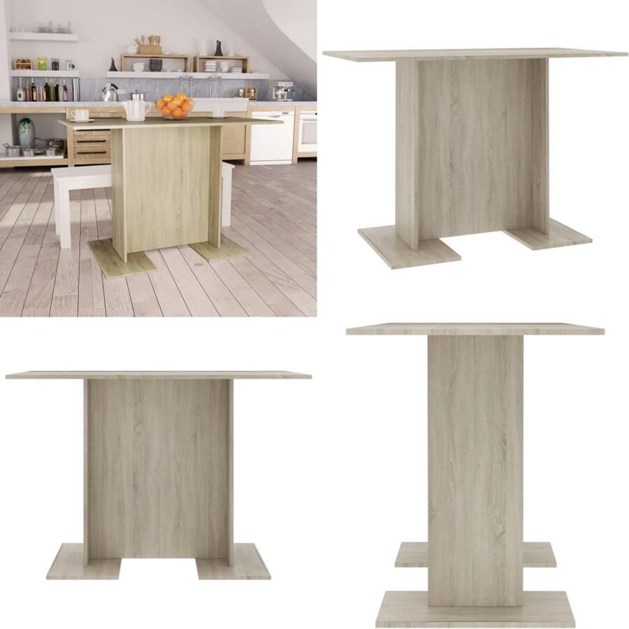 VidaXL Eettafel 110x60x75 cm bewerkt hout sonoma eikenkleurig Eettafel Eettafels Eetkamertafel Eetkamertafels