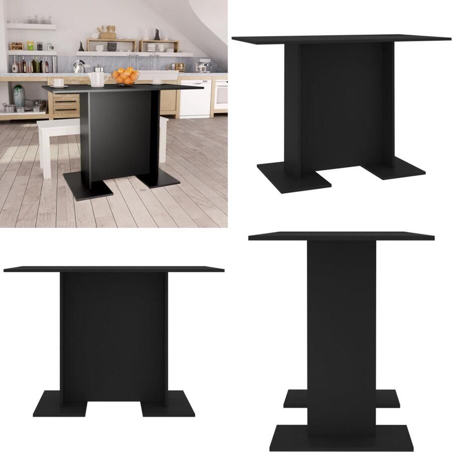 VidaXL Eettafel 110x60x75 cm bewerkt hout zwart Eettafel Eettafels Eetkamertafel Eetkamertafels