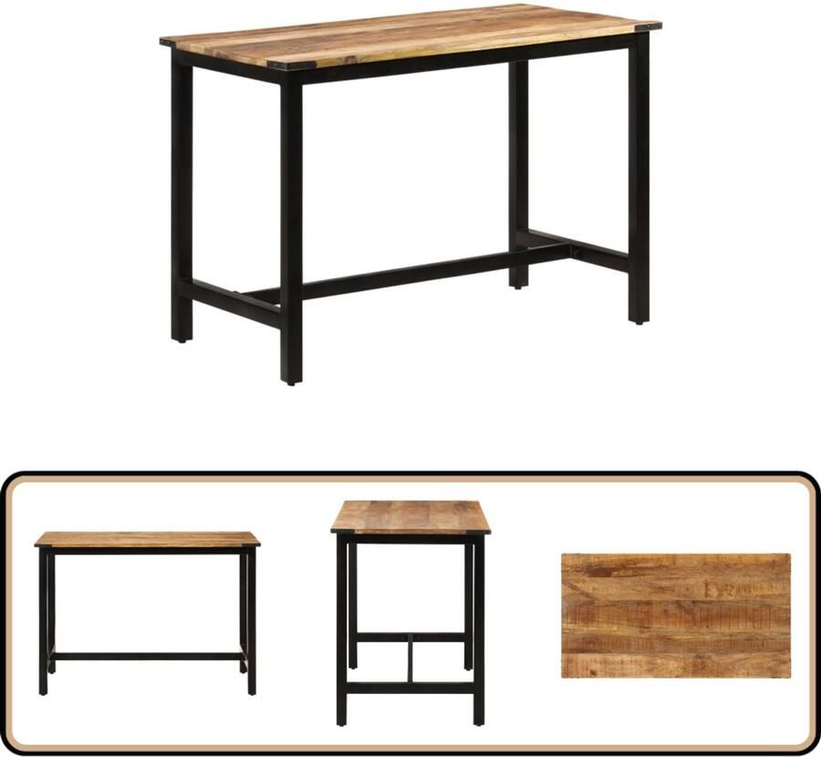VidaXL Eettafel 110x60x76 cm Massief Mangohout Industriele Eettafel Mangohout Eettafel Vintage Eettafel Salontafel Eetkamertafel