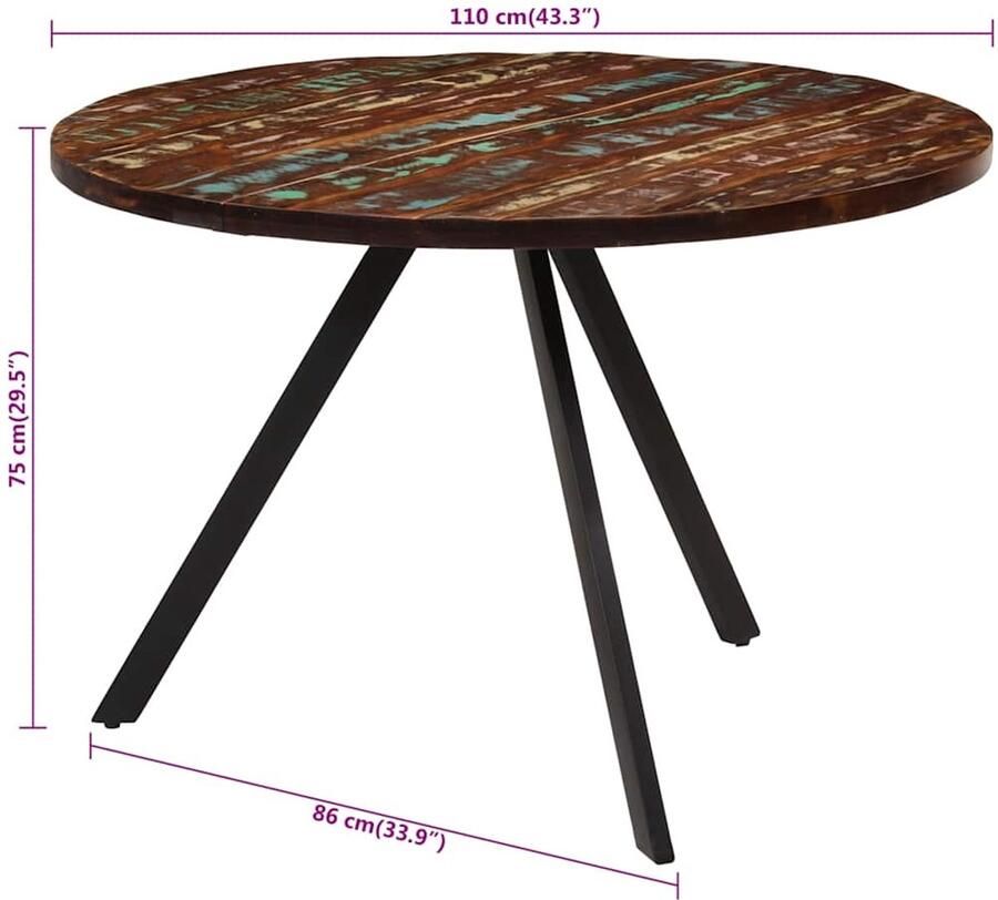 VidaXL -Eettafel-110x75-cm-massief-gerecycled-hout - Foto 3