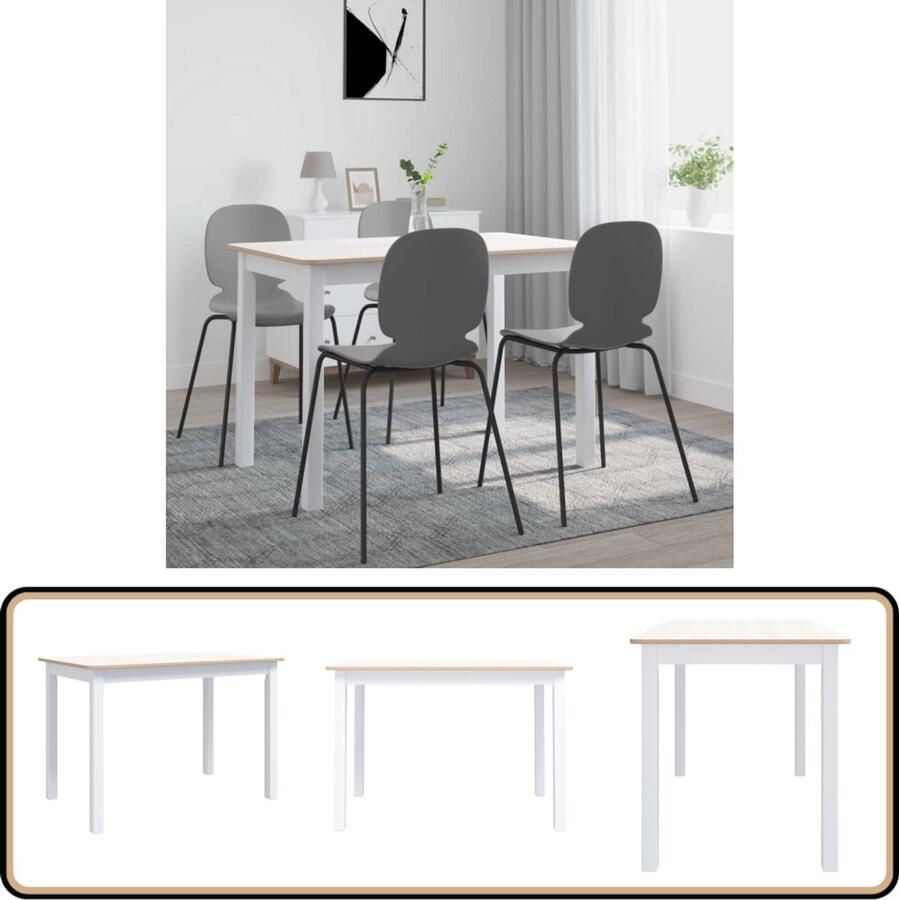 VidaXL Eettafel 114x71x75 cm Massief Hout Wit Bruin Eetkamertafel Rubberwood Tafel Witte Eettafel Bruine Eettafel Landelijke Eettafel Salontafel Diningtable Wooden Table Modern Design