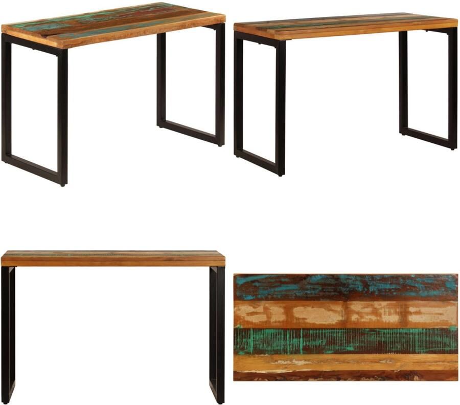 VidaXL Eettafel 115x55x76 cm massief gerecycled hout en staal Eettafel Eettafels Eetkamertafel Eetkamertafels