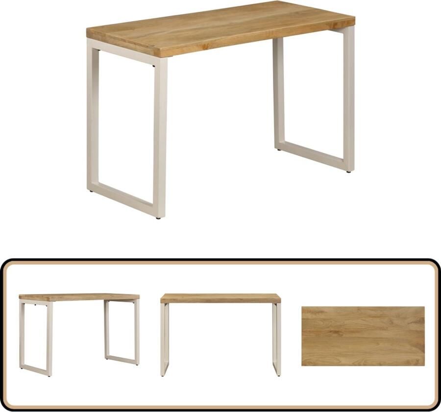 VidaXL Eettafel 115x55x76 cm Massief Mangohout & Staal Eetkamertafel Mangohout Eettafel Houten Eettafel Duurzame Eettafel Stijlvolle Eettafel