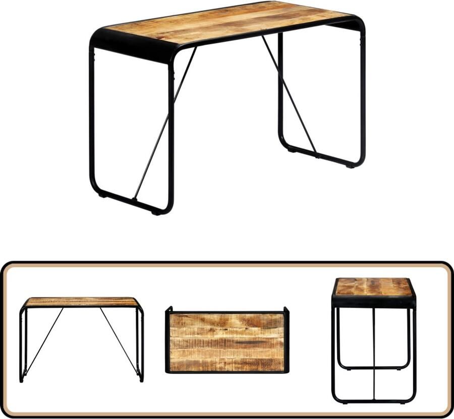 VidaXL Eettafel 118x60x76 cm Massief mangohout Eetkamertafel Mangohout Eettafel Industrieel Meubilair Houten Eettafel Salontafel