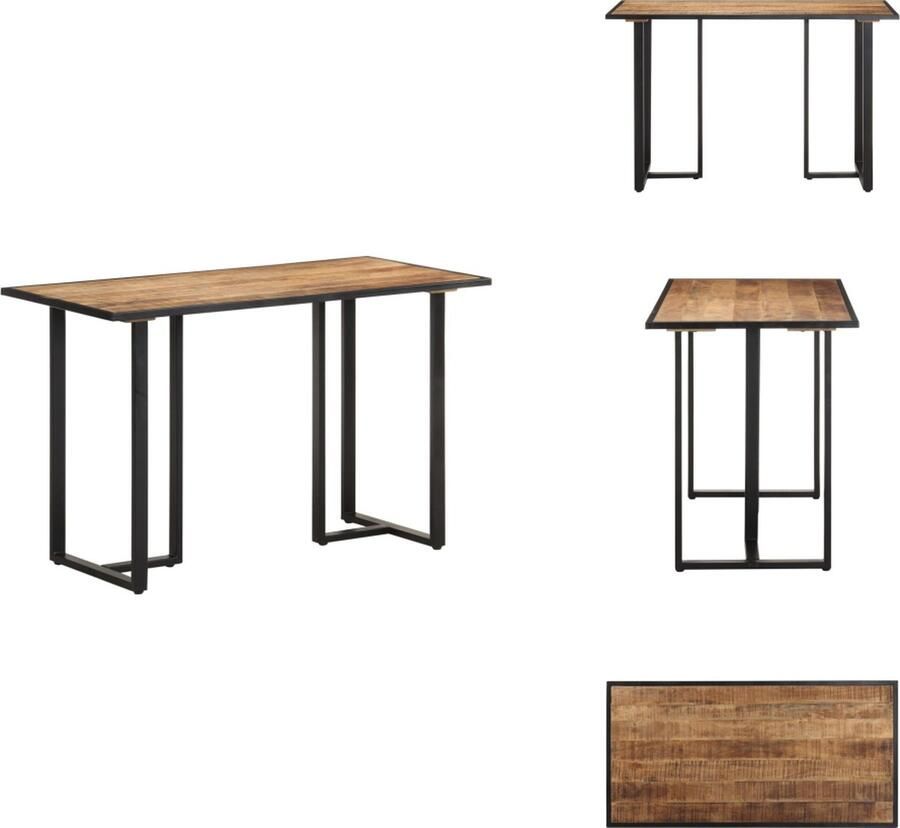 VidaXL Industriële Houten Eettafel 120 x 60 x 76 cm Ruw Mangohout en Gepoedercoat IJzer Tafel