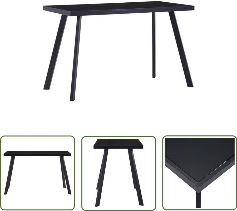 VidaXL Eettafel 120x60x75 cm Gehard Glas Zwart Eetkamertafel Eettafel Glas Tafellaar Staaltafel Industrieel Meubilair Zwarte Eettafel