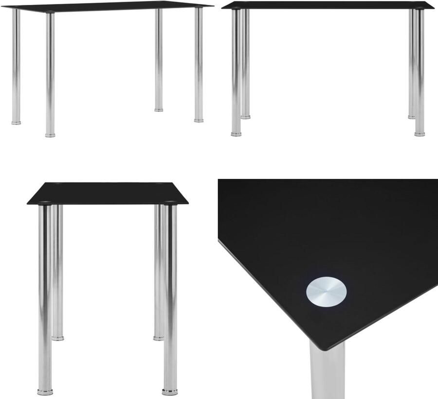 VidaXL Eettafel 120x60x75 cm gehard glas zwart Eettafel Eettafels Eetkamertafel Eetkamertafels