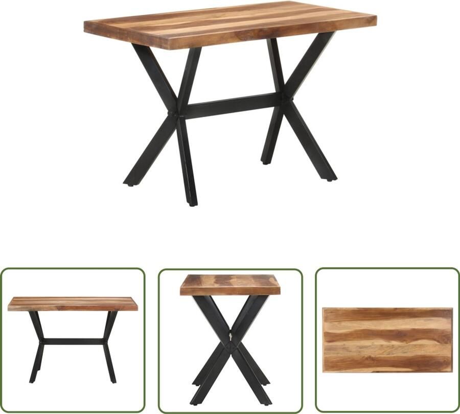 VidaXL Eettafel 120x60x75 cm Massief Hout Honingkleur Eettafel Industrieel Houten Eettafel Acacia Eettafel Rubberwood Eettafel Met Honingkleurige Afwerking Vintage Eettafel Design Eettafel Salontafel Eetkamertafel
