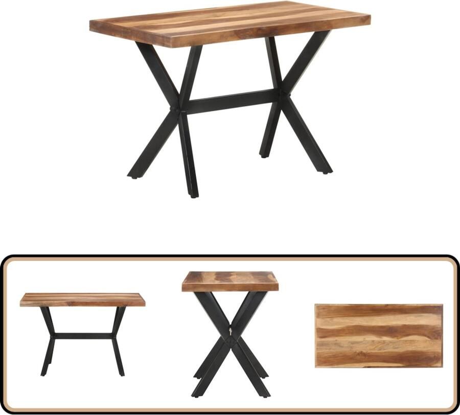 VidaXL -Eettafel-120x60x75-cm-massief-hout-met-honingkleurige-afwerking