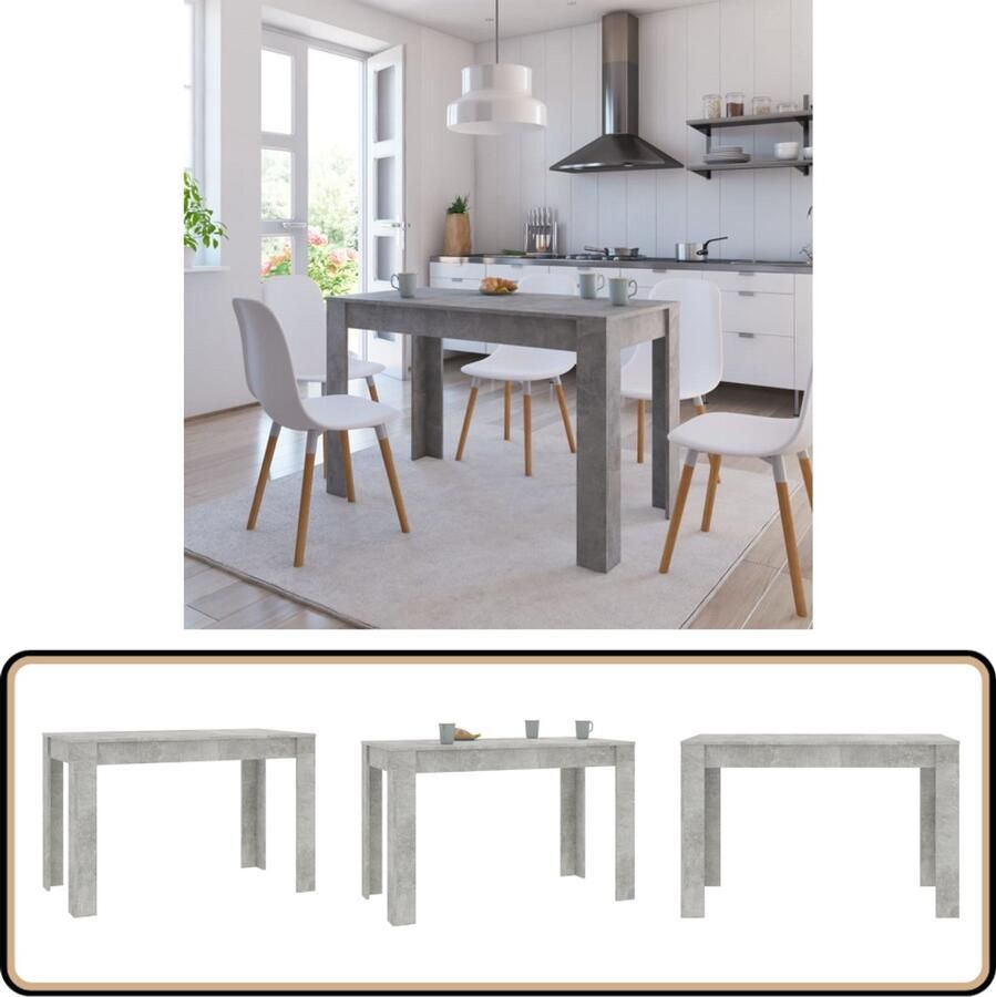 VidaXL Eettafel 120x60x76 cm Bewerkt Hout Betongrijs Eettafel Beton Grijs Houten Eettafel Scandinavische Eettafel Basic Eettafel Moderne Eettafel Diningtable Tuinetafel Salontafel
